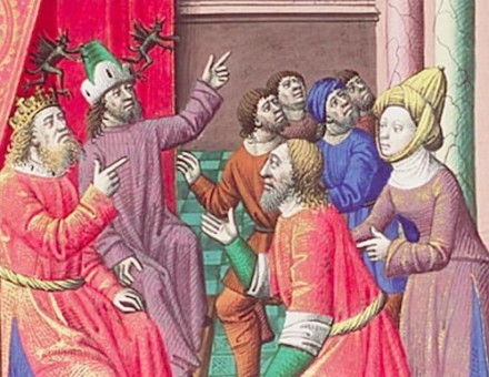 Rulers misleading their people, from the Discussions of Varro by Maïtre François, c. 1475-80. KB, National Library of the Netherlands. Public Domain.
