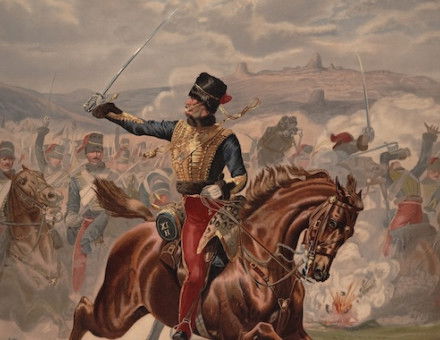 Charge of the Light Brigade led by Lord Cardigan at the Battle of Balaclava, by Harry Payne, 1884. Prints, Drawings and Watercolors from the Anne S.K. Brown Military Collection. Brown Digital Repository. Brown University Library. Public Domain.