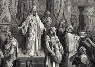 Cyrus restores the vessels to the Temple of Jerusalem, by Gustave Doré for the Bible de Tours, 1843. Bridgeman Images.