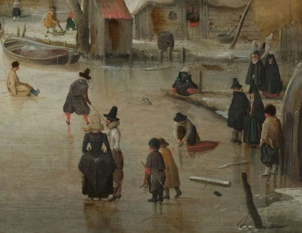 Winter Landscape with Ice Skaters, by Hendrick Avercamp, c.1608. Rijksmuseum. Public Domain.
