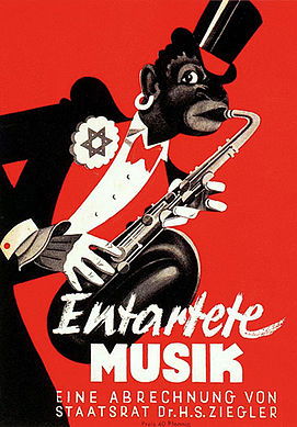 The title page to the guide to the Degenerate Music exhibition, which opened in Dusseldorf in May 1938 The title page to the guide to the Degenerate Music exhibition, which opened in Dusseldorf in May 1938