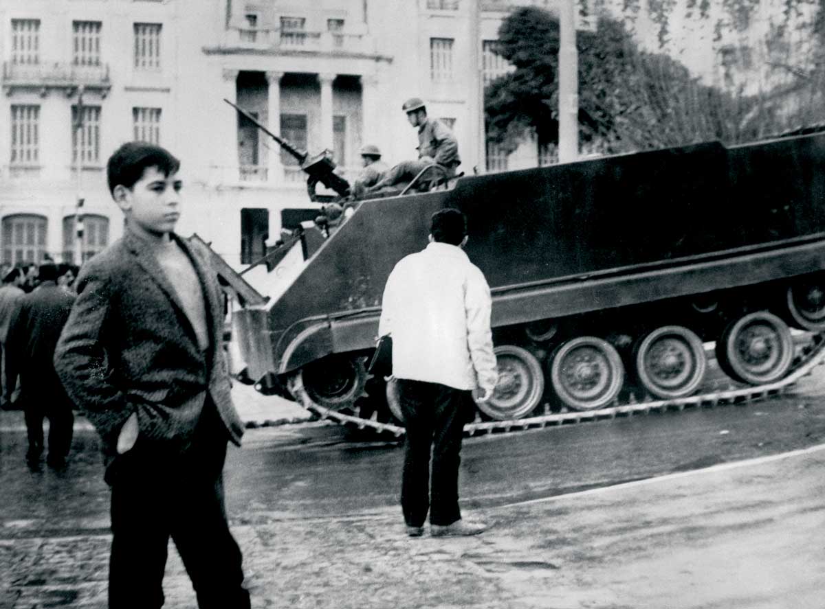 Armoured infantry in Athens, April 1967 © Bettmann/Getty Images. Armoured infantry in Athens, April 1967 © Bettmann/Getty Images.
