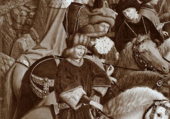 The lost panel of the Just Judges from the Ghent Altarpiece by Hubert and Jan van Eyck, photograph by Max Friedländer. RKD Netherlands Institute of Art History. Public Domain.