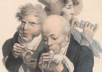 Two men and a woman eat ice cream, by Louis-Léopold Boilly, 1825. RIjksmuseum. Public Domain.