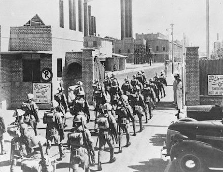 British Indian army soldiers march through the gates of the Iranian Oil Company, 25 March 1946. Nationaal Archief. Public Domain.