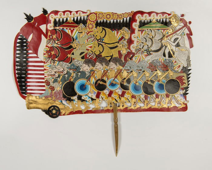Wayang kulit puppet depicting Javanese soldiers of Diponegoro, mid 20th century. Collection Wereldmuseum Coll.nr. TM-4551-28 (CC BY 4.0).