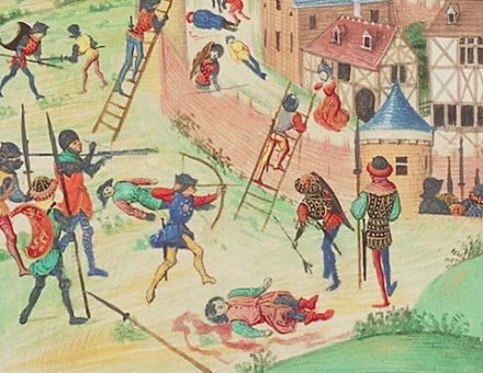 The storming of Jerusalem by the crusaders, Jean Dreux, c. 1450-60. National Library of the Netherlands. Public Domain.