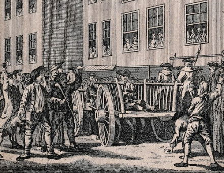 ‘Jonathan Wild pelted by the Mob on his way to Tyburn’, by Valois. Wellcome Collection. Public Domain.