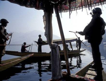 Indian security forces in Srinagar, Kashmir, 2009. Dinodia/Topfoto.