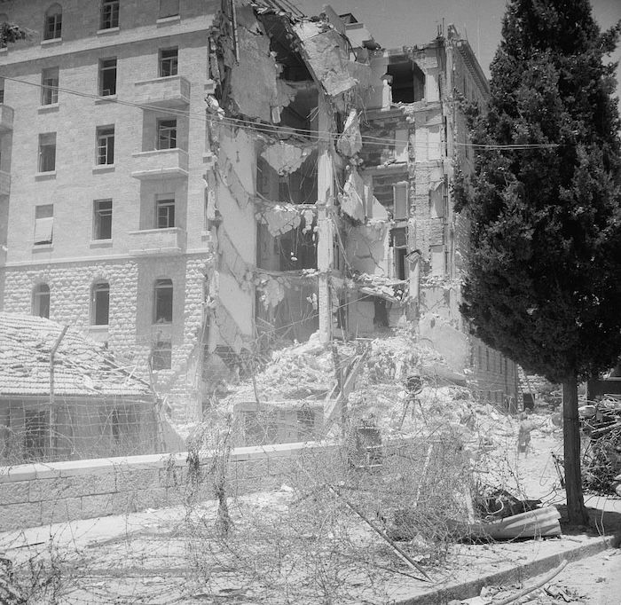 The aftermath of the King David Hotel bombing, 22 July 1946. Library of Congress. Public Domain.