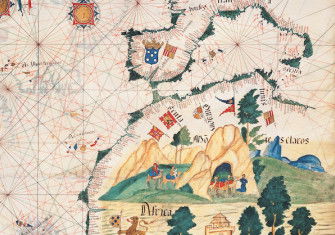 Portuguese portolan chart of West Africa and the Canary Islands, 1563. Photo Josse/Bridgeman images.