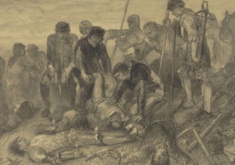 The body of Richard III, King of England, found on the battlefield of Bosworth, 1485, by Charles Rochussen, 1866. Rijksmuseum.