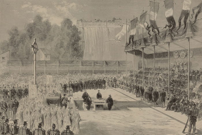 Blessing ceremony of the foundation stone of the Sacré-Coeur church, by Louis-Josée-Amédée Daudenarde, 1907. Musée Carnavalet, Histoire de Paris. Public Domain.