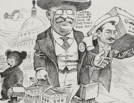 US President Theodore Roosevelt and the Teddy Bear, by Clifford Kennedy Berryman, 1 November 1906. Library of Congress. Public Domain.