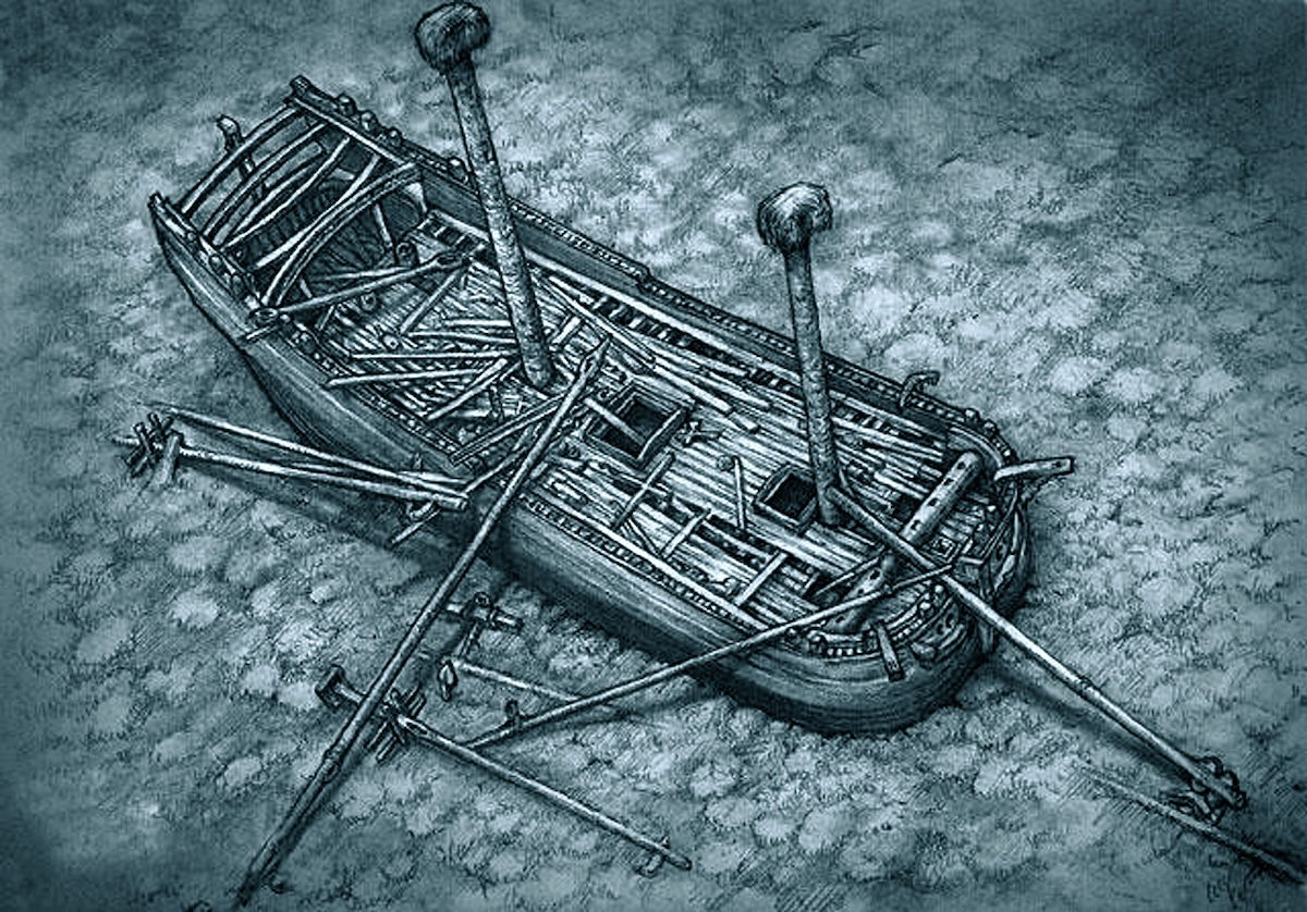 The Vrouw Maria, by Tiina Miettinen, based on descriptions by the divers who found the ship. Bridgeman Images.