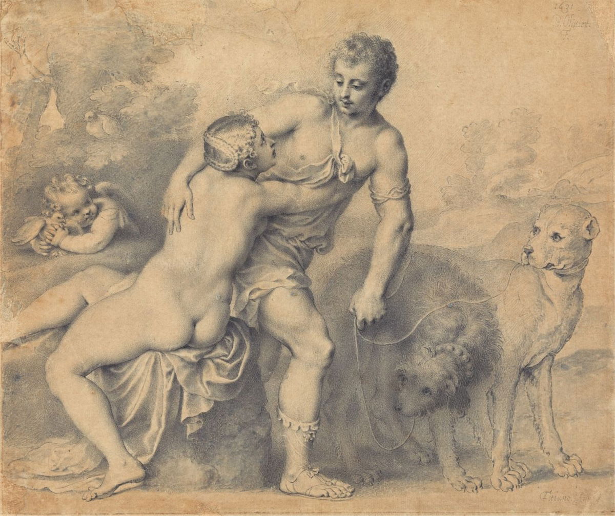 ‘Venus and Adonis’, by Peter Oliver, c. 1631. Yale Center for British Art, Paul Mellon Collection. Public Domain.