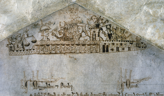 Anti-Jewish caricature at the head of the 1233 Jewish Receipt Roll. The National Archives.